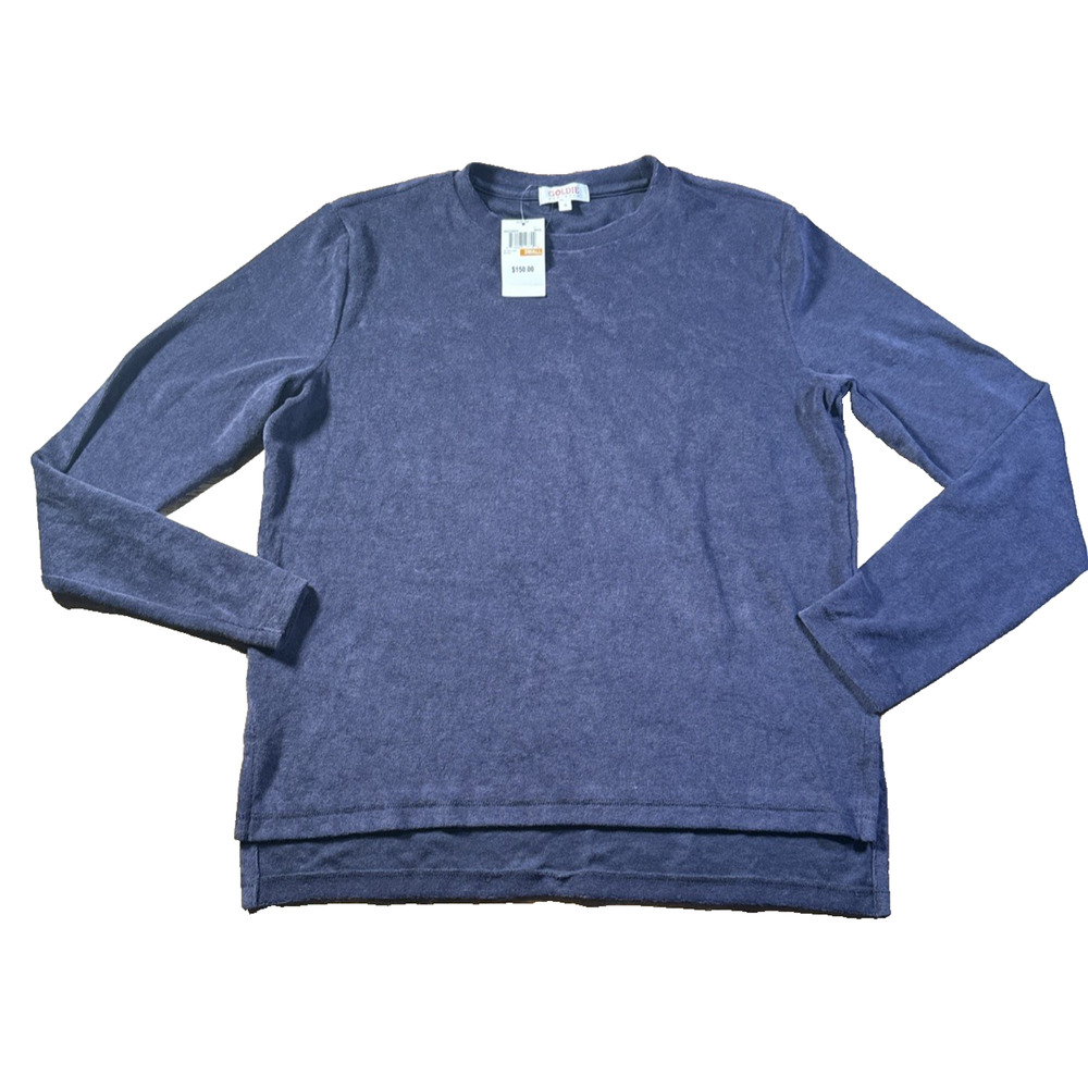 GOLDIE LeWinter Navy Soft Terry Long Sleeve Small Crew Neck Shirt Top